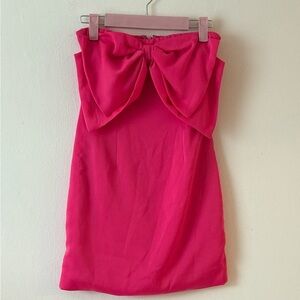 Vibrant Pink Strapless Dress with Bow
